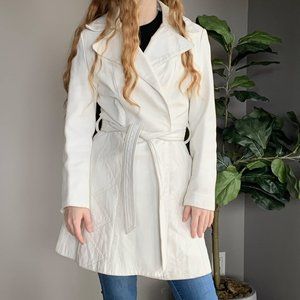 Vintage 70s white real leather coat